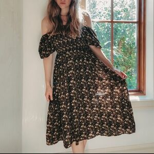 Floral off the shoulder smocked dress